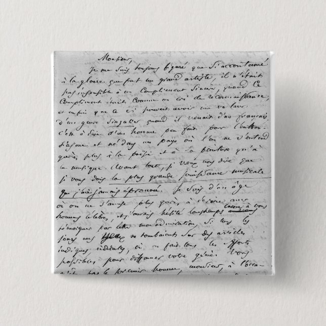 Letter to Richard Wagner  17th February 1860 Pinback Button (Front)