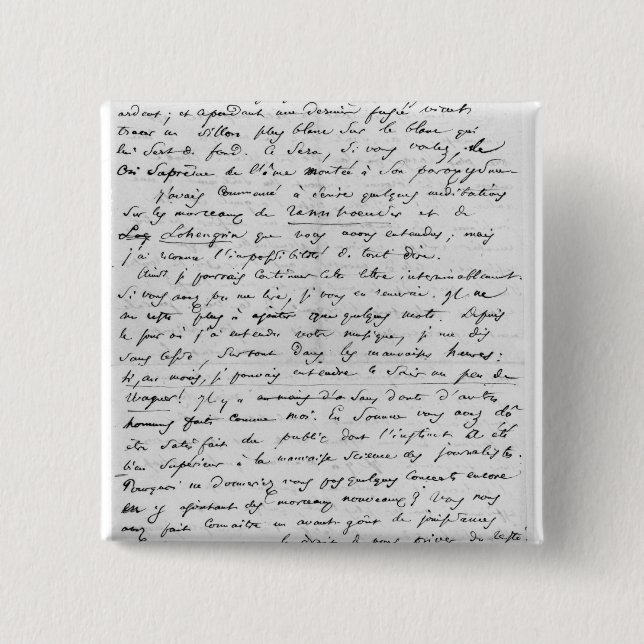 Letter to Richard Wagner  17th February 1860 Pinback Button (Front)