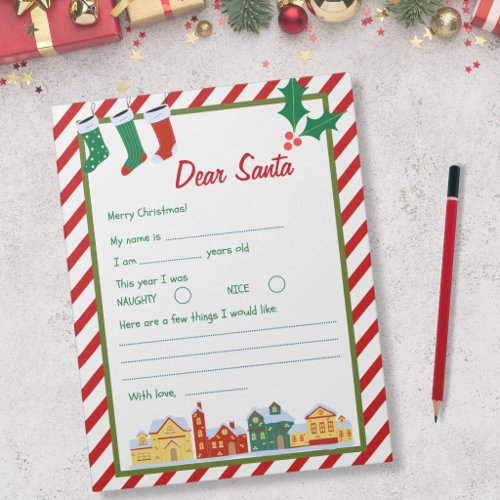 Letter to Santa - Candy Cane Village Notepad