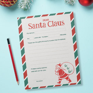 Letter to Santa - Classic Holiday Stripe Notepad