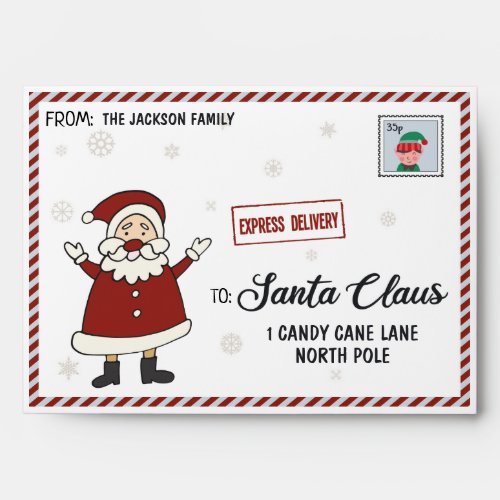 Letter to Santa Claus express delivery elf stamp Envelope