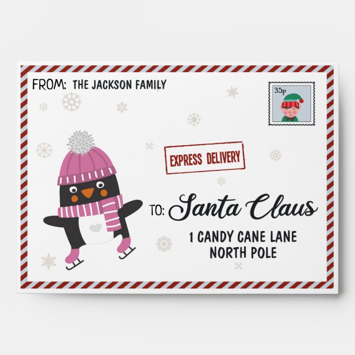 Letter To Santa Claus Express Delivery Elf Stamp Envelope Zazzle Com