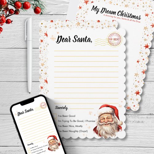 Letter to Santa Drawing Activity for kid Christmas Invitation