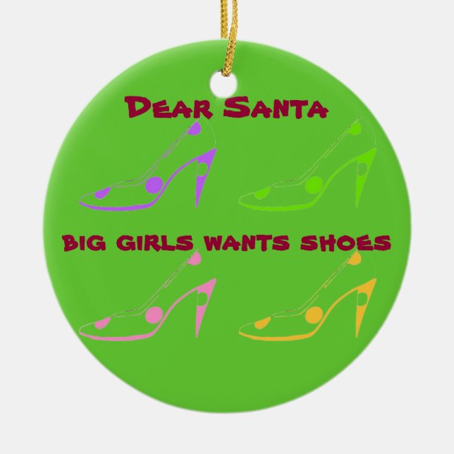 Letter to Santa for Women Who Love Shoes Ceramic Ornament (Front)