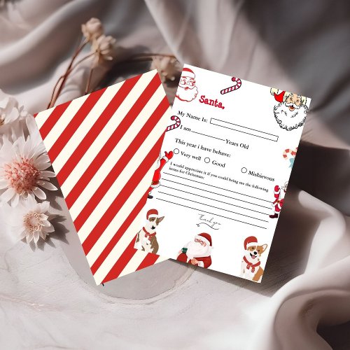 Letter To santa Kids Christmas Wish List Card