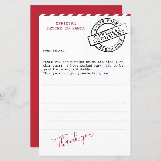 Letter to Santa - Kids Package (Front/Back)