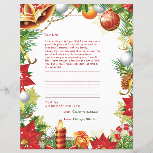 Letter to Santa Personalized Stationery (Front)