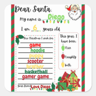 Letter to Santa Square Sticker