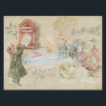 "Letter to Santa" Vintage Christmas Tissue Paper<br><div class="desc">"Letter to Santa" is designed from a collection of vintage images of the always charming story of a little girl writing a letter to Santa Claus and taking it to the postal box right away. Santa checks his "naughty or nice" list for her name. On Christmas Eve he is out...</div>