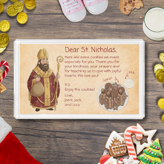Letter to St. Nicholas Cookies and Milk Acrylic Tray