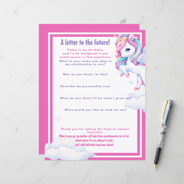 "Letter to the Future" game for a magical birthdау (Front/Back In Situ)