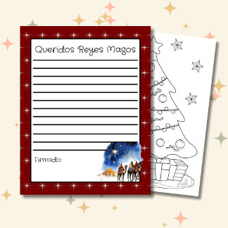 Letter to the Three Wise Men Red + Coloring Page