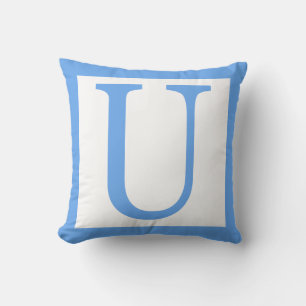 Letter U Baby Blue Border Throw Pillow