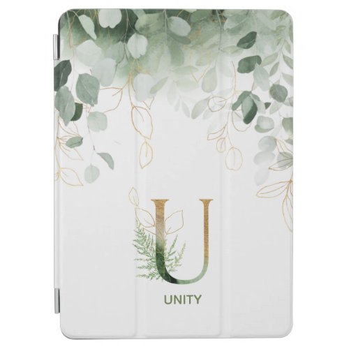 Letter U Elegant Greenery iPad Air Cover