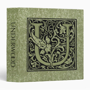 Letter U First Letter Monogram 3 Ring Binder