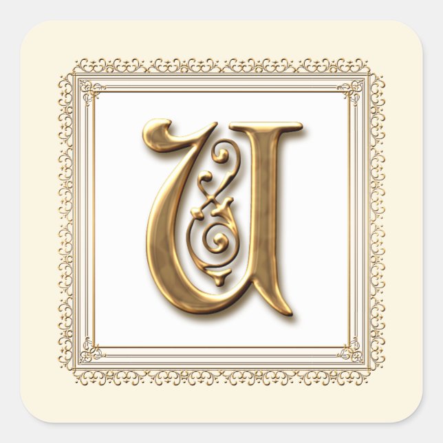 Letter U - Gold & Lace Classic Formal Wedding Seal (Front)