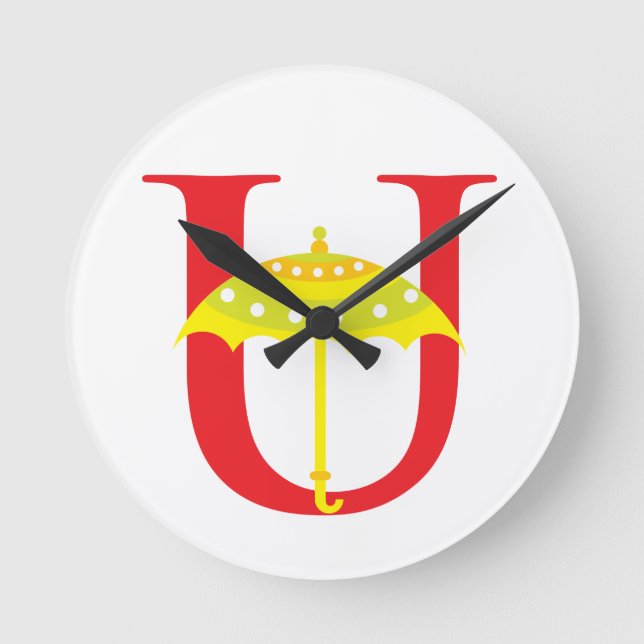 Letter U Initial Clock (Front)