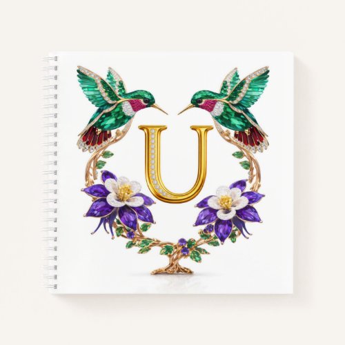 Letter U Jeweled Hummingbird Luxury Wedding Gift