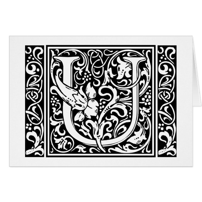 Letter U Medieval Monogram Art Nouveau (Front Horizontal)