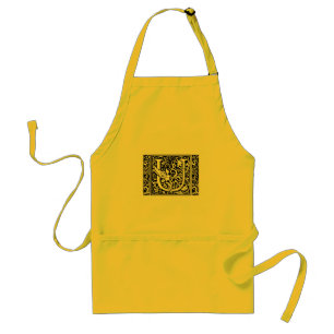 Letter U Medieval Monogram Art Nouveau Adult Apron