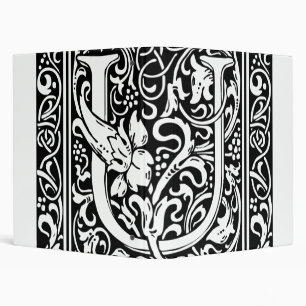 Letter U Medieval Monogram Art Nouveau Binder