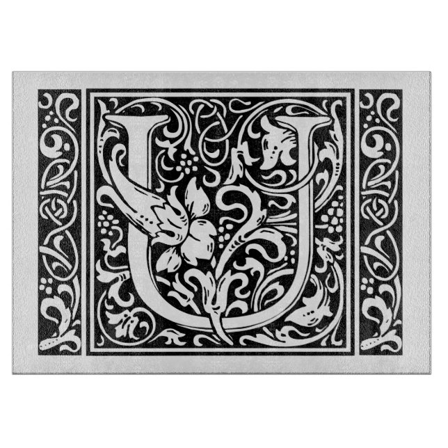 Letter U Medieval Monogram Art Nouveau Cutting Board (Front)