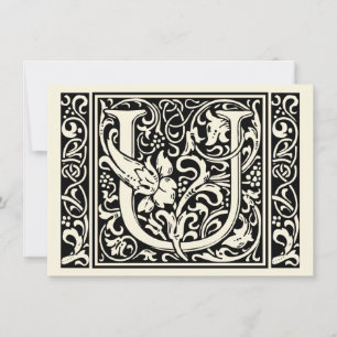 Letter U Medieval Monogram Art Nouveau Invitation