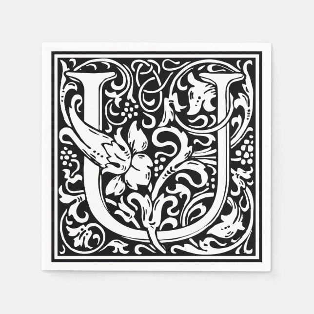 Letter U Medieval Monogram Art Nouveau Napkins (Front)