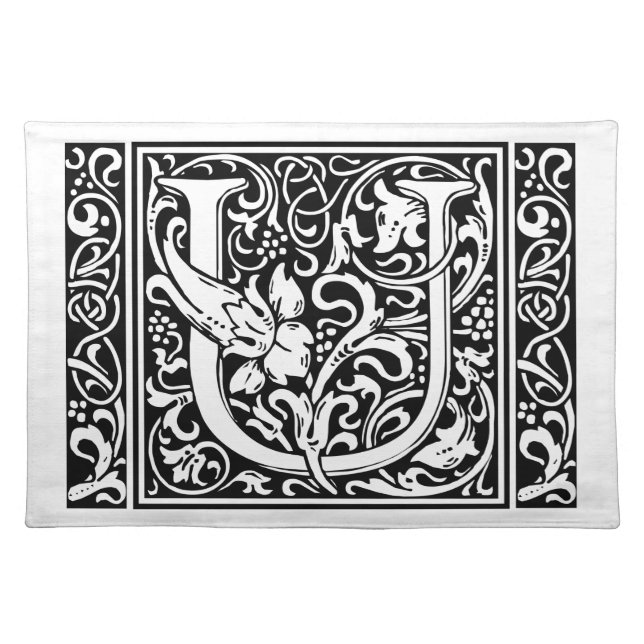 Letter U Medieval Monogram Art Nouveau Placemat (Front)