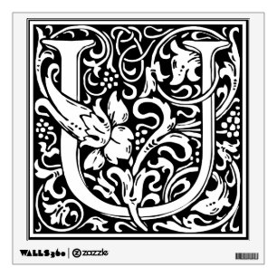 Letter U Medieval Monogram Art Nouveau Wall Decal