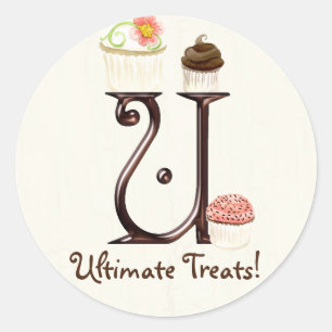 Letter U Monogram Cupcake Logo Business Stickers