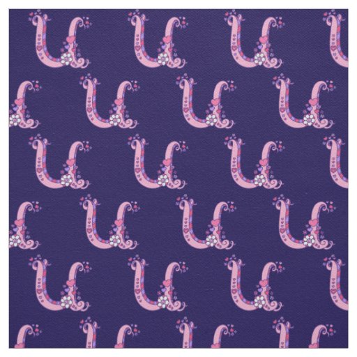 Letter U monogram decorative text custom fabric