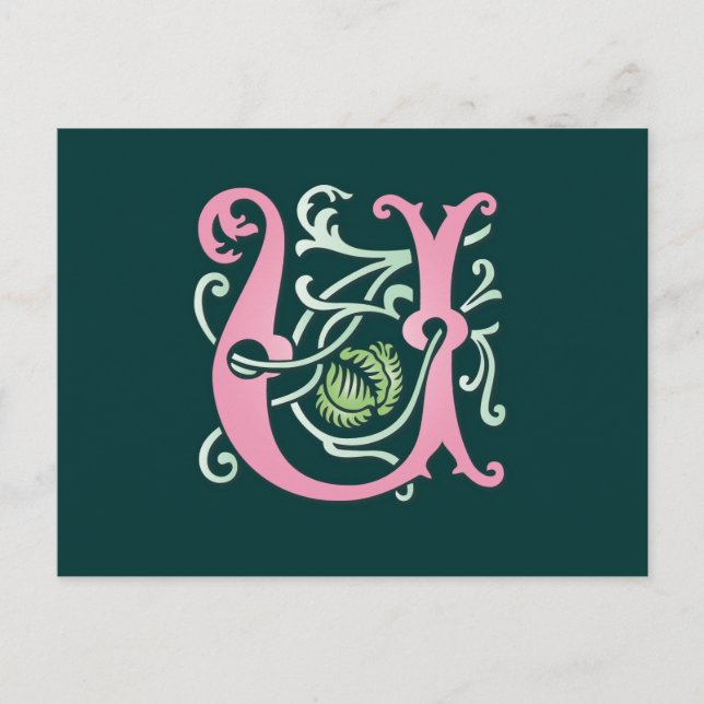 Letter U Monogram Postcard (Front)