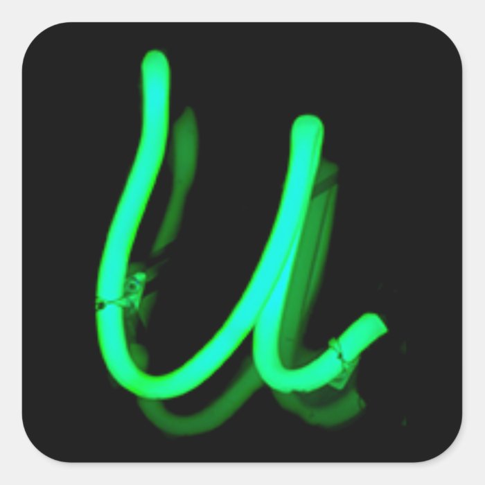 Letter "U" Neon Light Monogram Sticker