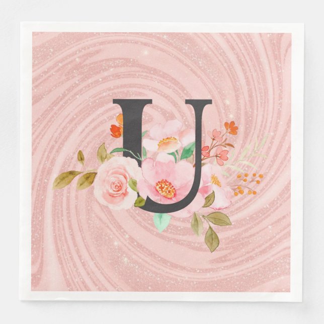 Letter U Paper Dinner Napkins (Front)
