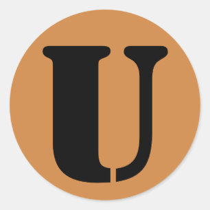 Letter U Stencil Alphabet by Janz Peru Gold Classic Round Sticker