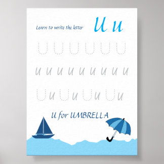 Letter U Tracing Poster for Kids