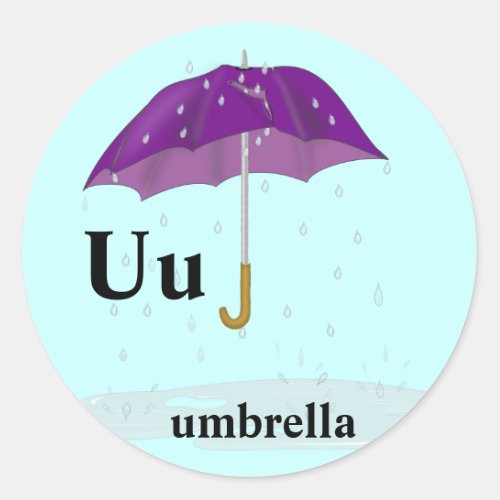 Letter U umbrella Stickers