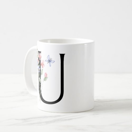 Letter U with flowers Coffee Mug