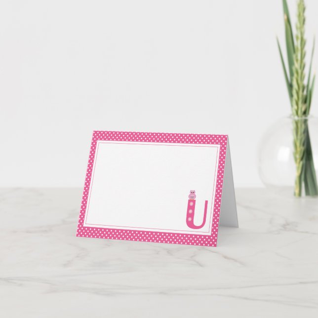Letter U with Owl Blank Note Card (Front)