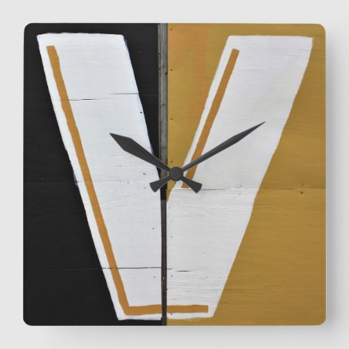 Letter V Alphabet Photography Square Wall Clock