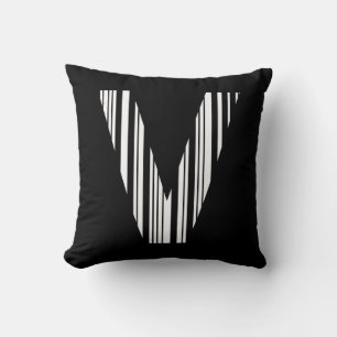 LETTER V BAR CODE First Initial Barcode Pattern Throw Pillow