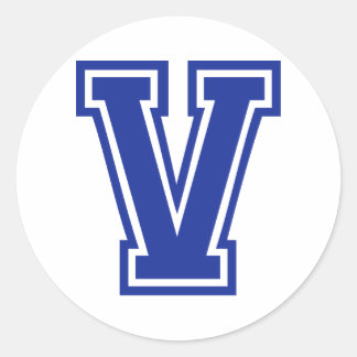 Letter V Classic Round Sticker