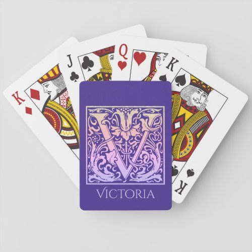 Letter V Colorful Vintage First Letter Gradient Poker Cards