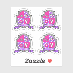 Letter V custom name Victoria eagle knights crest Sticker