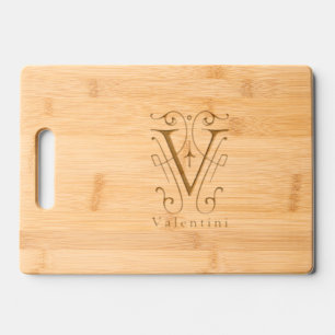 Letter V Elegant Monogram Personalized Name Engraved Cutting Board