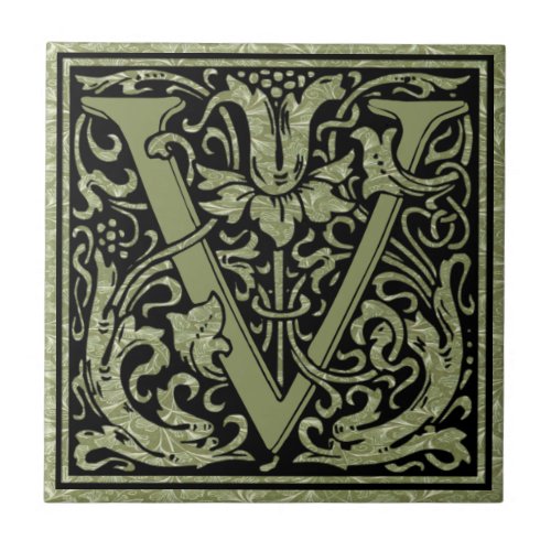 Letter V First Letter Monogram Ceramic Tile