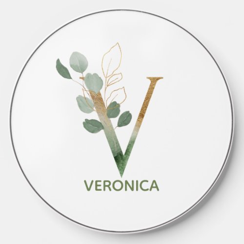 Letter V Green Foliage Wireless Charger