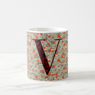 Letter V grey and red liberty Coffee Mug
