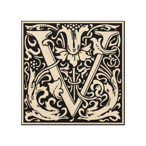 Letter V Medieval Monogram Art Nouveau